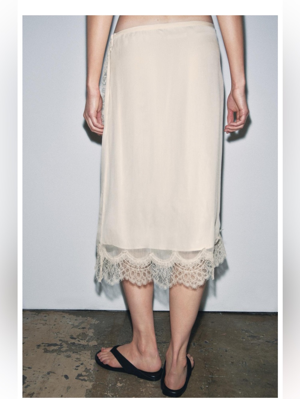 NWT Zara ZW Collection Lace Pareo Skirt Oyster-White, XS - Picture 5 of 15